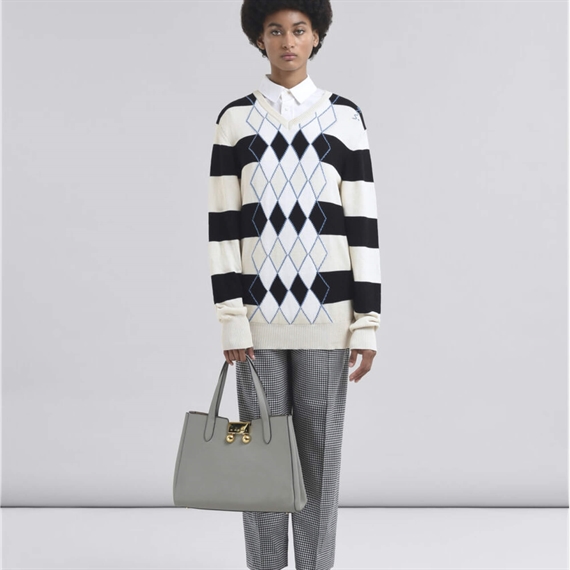 Marni Leather Trunkaroo Tote Handbag, Storm